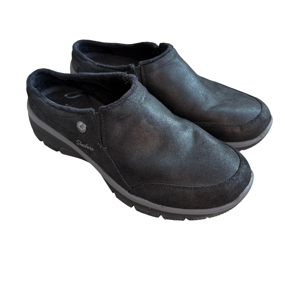 Skechers Relaxed Fit Memory Foam Faux Fur Lined Clogs Black 167870 Womens 9